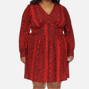 Michael Kors Plus Size Snakeskin Print Mini Dress in Crimson Red